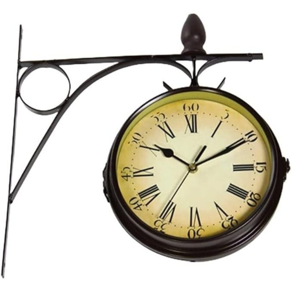 Portclocks London Wall Clock Antique Double-Sided Station Metal Classic